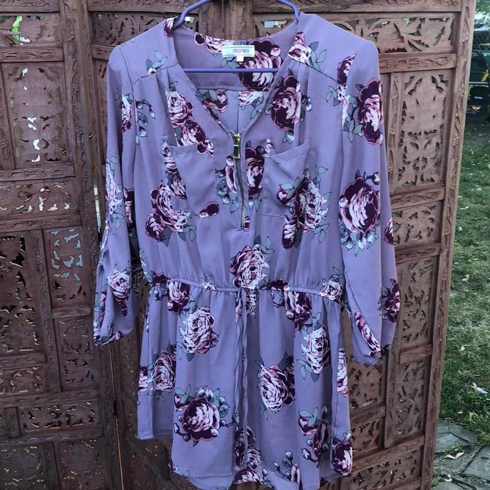 Stella tweed purple floral boho top shirt long